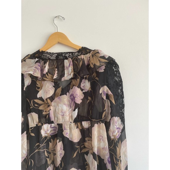 Boston Proper Lace inset Sheer chiffon Blouse | size 6 - Picture 7 of 9